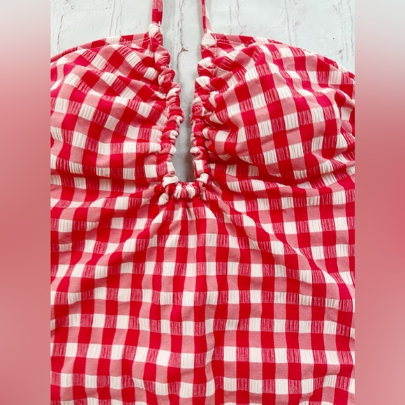 Wild fable NWT red gingham halter one piece swimsuit XS - Picture 5 of 10